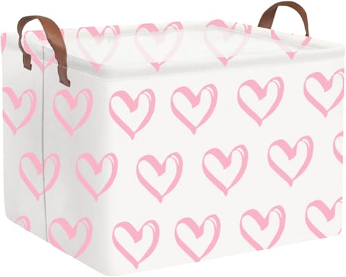 Collapsible Nursery Laundry Basket - Waterproof, Pink Heart Room Decor for Home - color: Pink