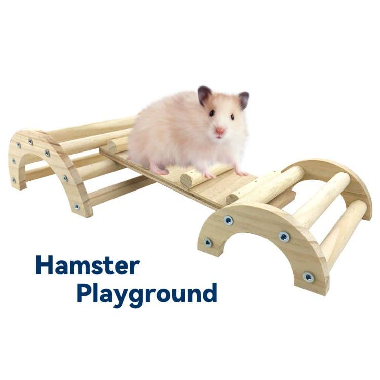 Chicken Perch Roosting Bar Jungle Gym Wooden Arch Bridge Platform Stand Ladder 3in1 Climbing Ramp Toys for Chick Hamsters Gerbils Mice Rodent and Small Animals