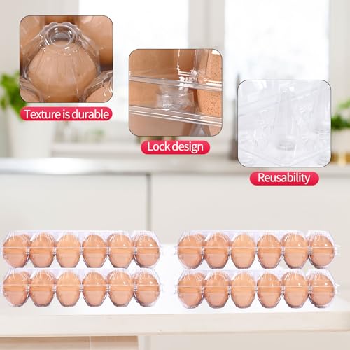 2 * 6 grid large plastic Egg Carton,fit into 2.5 oz of egg (120 pc) | (2*6)12 grid Reusable Eggs Carton，Disposable Large Clear Plastic Egg Carton,egg cartons cheap bulk，for Family, Farm, Markets - size: 2x6 12 egg boxes, 120 pieces