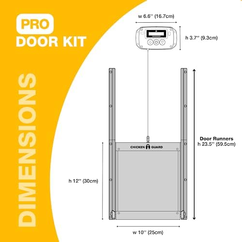 ChickenGuard Automatic Chicken Coop Door Opener, Power by Solar/Batteries/Electric. Strong Motor Lifts 2kg; Timer/Light Sensing; Motor Units only or Combination Kits (PRO + Door + Batteries) - size: PRO + Door + Batteries