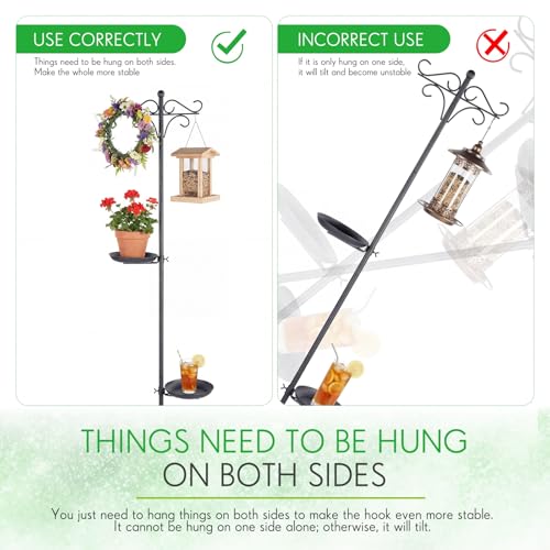 1 Set Upgraded 75.9" Shepherds Hook for Bird Feeder, Hanging Plant Wind Chime Stand, Metal Adjustable Standing Pole Holder for Indoor Outdoor, with 2 Rack & Weight Bag (Retro 2 Hooks) - style: Retro 2 Hooks
