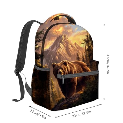 Mountain Bear Backpack Travel Backpacks Laptop Rucksack,School Bookbag for Women Kids Boys Girls,Wilderness Animal Back Pack Accessories Bags,Ideal Gifts for Work, Outdoor Adventures - color: Color58