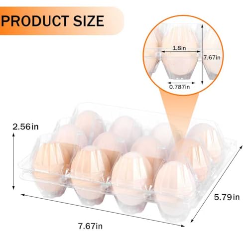 100 Pack 12 Count Plastic Egg Cartons - Bulk Cheap Clear Reusable Egg Containers for Chicken Eggs, Dozen Egg Storage Solutions. - size: 3x4，100Pack