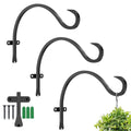 12 Inch Heavy Duty Plant Hanger Wall Hook 3 Pack - Black Iron Hanging Plant Bracket Holds 44 lbs - Rust Resistant Indoor Outdoor Hooks for Bird Feeders Lanterns Wind Chimes Hanging Baskets with Screws - size: 3 Pieces