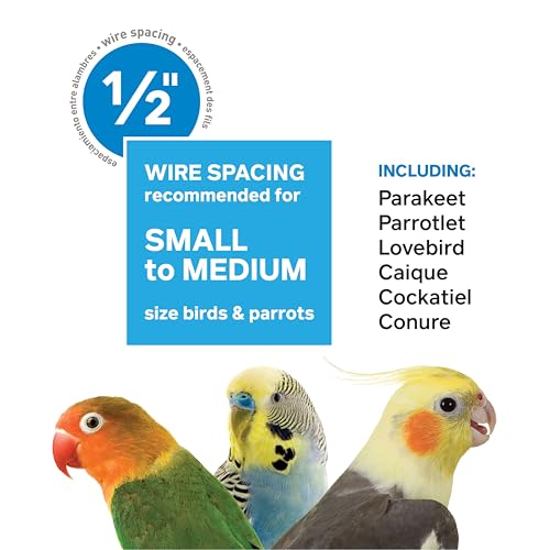 Prevue Hendryx Pet Products Wrought Iron Flight Cage - Big Rolling Bird Cage for Parakeets, Cockatiels, Conures, Lovebirds, Canaries, Finches, Parrotlets, & Caiques, 5 Ft - X-Large, Hammertone Black - color: Black, size: 37.0"L x 23.0"W x 60.0"H