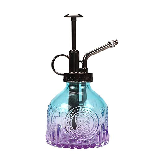 TOMEX Glass Plant Mister Spray Bottle 200ML Watering Bottle with Top Pump Watering Can for Indoor Outdoor House Plants, Flowers (Blue-Purple) - color: Blue-Purple