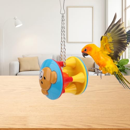 Hypeety Parrot Colorful Ball Toys with Bell Cage Hanging Chewing Ball Toy | With jingle bell inside, durable, chewproof plastic, easy-hanging, for parakeet/conure/cockatiel/small medium bird, 1 ball, A - color: A