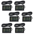 AITRIP 6-Pack TPM-10 Fahrenheit(℉) Digital Thermometer Wired for Car Greenhouse Indicator Indoor Room Freezer Refrigerator Aquarium with 1M Waterproof NTC Probe (Black)