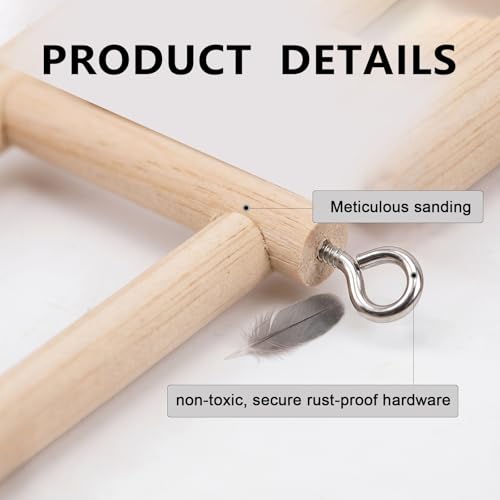 2 Pcs Wooden Ladder for Bird Cage, Hanging Bird Ladder, Parrot Step Cage for Parakeets, Parrots, Cockatoo & Lovebirds (6 Step & 8 Step)