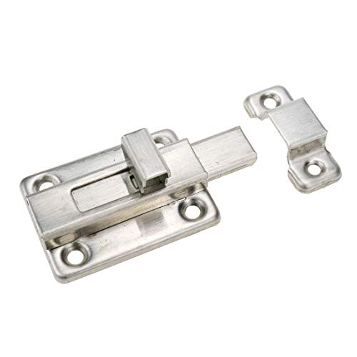 Geesatis 2 Pcs Sliding Lock Barrel Bolt Stainless Steel Sliding Latch Lock | Barrel Bolt for Chests Cabinets Door Lock Bird Cage Lock Replacement, with Mounting Screws, Silver - style: B-Silver