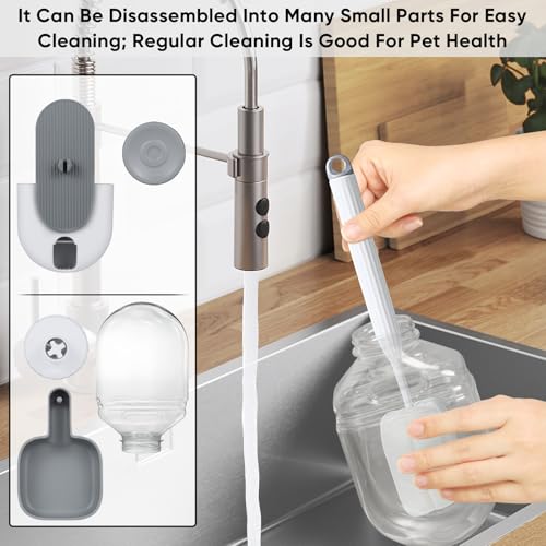 Lemtrflo 28oz Rabbit Water Bottle Dispenser, Bunny Cage Water Bowl | Suitable for Rabbits, Guinea Pigs, Ferrets, and Other Small Pets - color: Gray