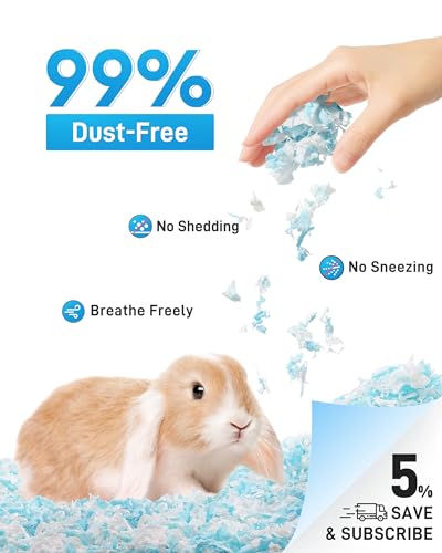 BUCATSTATE Hamster Bedding 70L, 99% Dust-Free Guinea Pig Bedding Odor Control Paper Bedding, Cozy Small Animal Bedding for Rabbit Rat Syrian Dwarf Hamsters Gerbils (Blue) | FSC-Certified Material, Expands 3X, Cozy Paper Bedding for Guinea Pigs, Colorful H