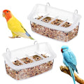 NOLITOY Hanging Bird Feeder for Cage, 2 Pack 4 Compartment Food and Water Bowl Bird Cage Cup, Plastic Feeder Cups for Parakeet Parrot Budgie Canary Pigeon