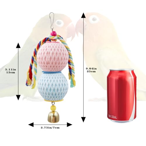 Bird Beak Grinding Stone, Parrot Chew Toys with Bells, Bird Toys, Cage Accessories for African Grey, Budgies, Amazon Parrots, Cockatiels, Lovebirds, Conures, Quakers, Small to Medium Birds