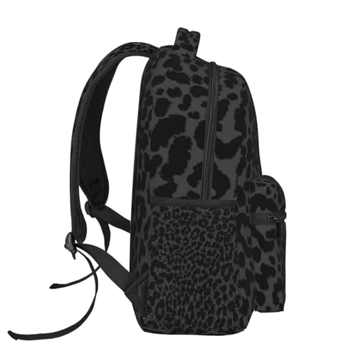 Fiokroo Black Leopard Print Backpack School Bag For Students Teens Men Women Laptop Backpacks Travel Daypack Bag With Multiple Pockets - color: Leopard Print#05