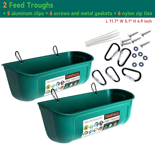 Terminalia Hanging Chicken Feeder Duck Waterer, 2.6 Quart Medium Capacity, No Spill Poultry Feeder Waterer for Backyard Chicken Duck - color: 2Green