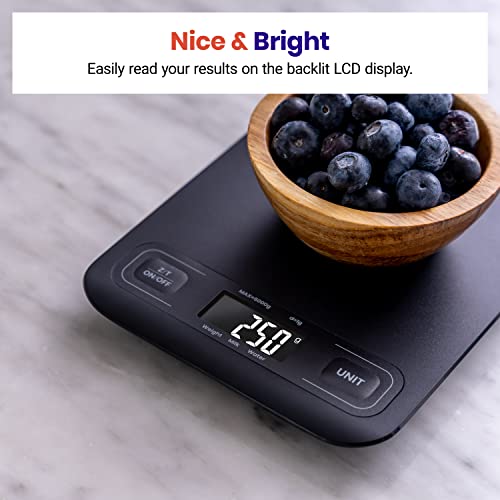 Etekcity Food Kitchen Scale, Digital Grams and Ounces, Medium | Tare function, ideal for baking, weight loss, keto, meal prep, packages, liquids and jewelry, Black - color: Midnight Black
