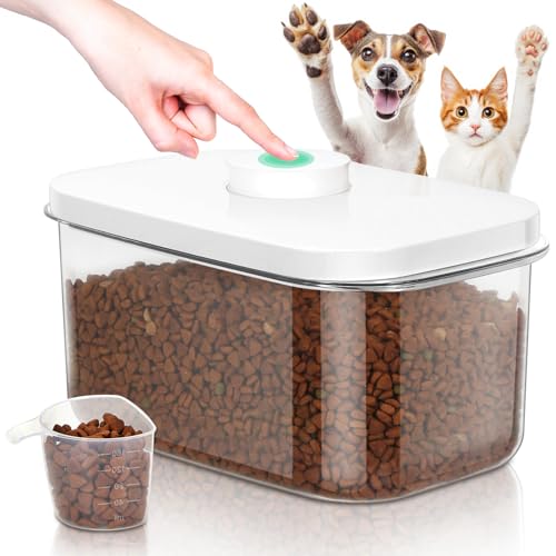 TBMax Dog Cat Food Storage Container 6-8 Lbs with Easy-Carrying Handles, Stackable Pet Food Dog Treat Container with Pop Up Lids, Airtight Food Storage Bin for Kitchen Organization
