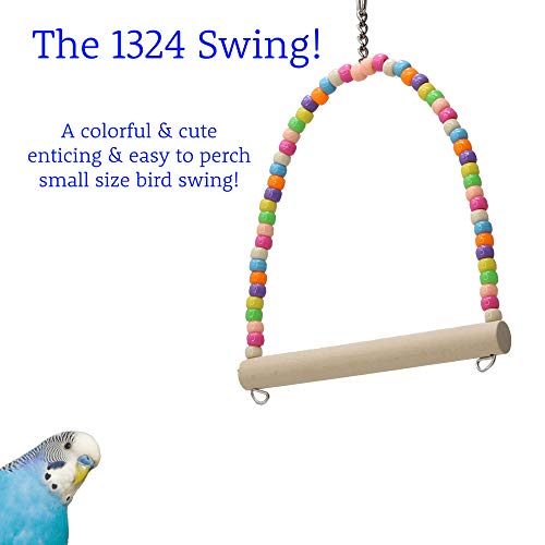 1324 Swing Bird Toy Parrot cage Toys Cages Parakeet Cockatiel Finch Lovebird Budgie - color: Bead Swing