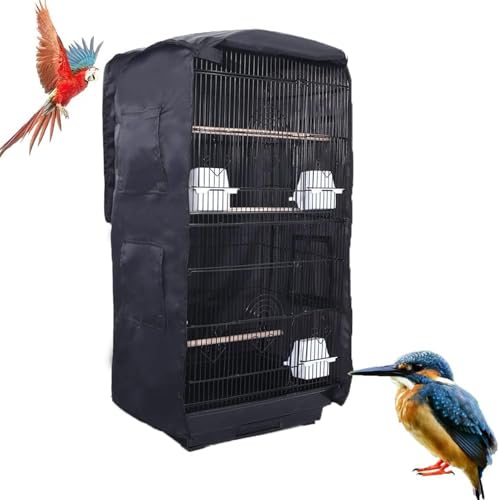 Bird Cage Cover for Night with Blackout for Parrot & Birds, Black | Universal Fit for Square Cages, Durable Washable Fabric, Blackout Birdcage Cover for Parakeets Lovebirds Budgies Macaw Conure