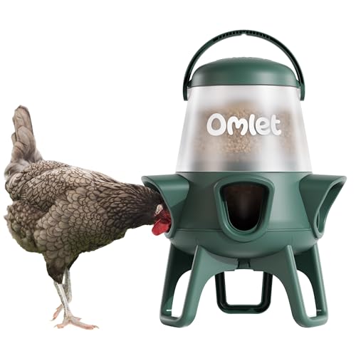 Omlet No Waste Chicken Feeder for Coop | 12lb Anti-Spill Poultry Feeder with 5 Feeding Ports | Feeds 6 Hens for 7 Days | Hanging or Free Standing | Weatherproof - size: 12lb