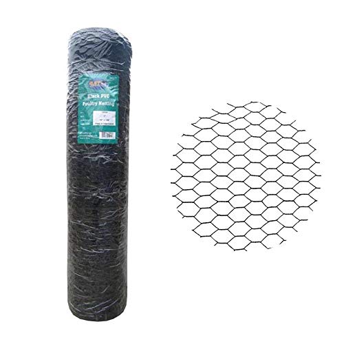 PVC Black 20GA 48in x 150ft x 1in Mesh Chicken Wire Hexagonal Poultry Netting - size: 48"x150'-1" 20GA