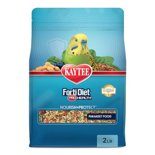 Kaytee Forti-Diet Pro Health Nourish+Protect Parakeet Food, 2 Pounds | Balanced digestion daily. Parakeet seed with superfoods. Prebiotics, probiotics, small bird food - size: 32 Ounce (Pack of 1)
