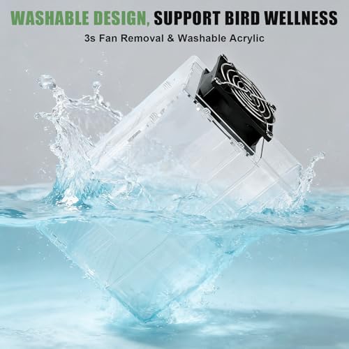 Bird Seed Cleaner Machine, Bird Seed Husk Separator with Adjustable Speed Fan, Transparent Acrylic Seed Separator for Parrot, Cockatiel, Parakeet Food, Washable Shell Remover