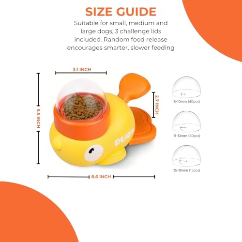 Duck Dog Treat Dispenser, Interactive Puzzle Toy, Slow Feeder Dog Bowls