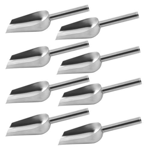 8 Pack Stainless Steel Ice Scoop with Long Handle, 6 Oz Multi Purpose Scooper for Ice Machine, Dog Food, Flour, Nuts, Pulses, Ideal Kitchen Bar Party Freezer Accessory - size: 8 PCS