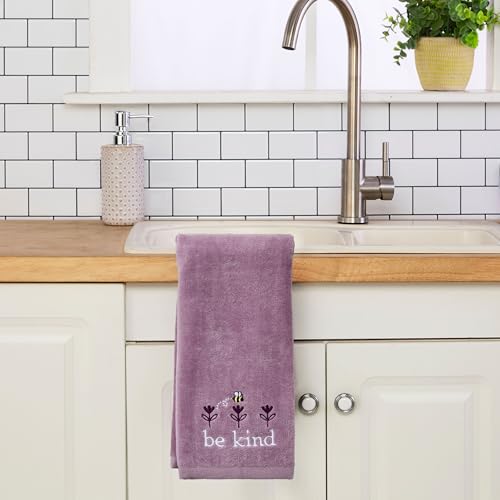 SKL Home Bee Kind 100% Cotton Embroidered 2pc Hand Towel Set, Decorative for Bath/Kitchen/Bar & Gift, Lavender - color: Bee Kind