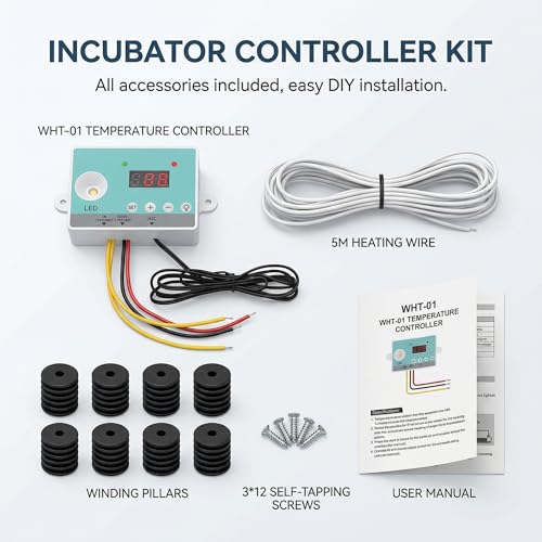 Egg Incubator Kit, Precise Temperature Control, Digital Display, Heating Wire, DIY Incubator Parts, AC 110V 220V, Ideal for Hobbyists and Custom Setups