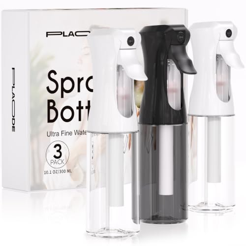 Continuous Spray Bottle for Hair Ultra Fine Mist Sprayer 3 Pack 10.1 OZ | Continuous Hair Spray Bottles Refillable Water Mister Sprayer for Hairstyling, Plants, Pets, Skincare,Salons,Barber,Cleaning - color: Black White White, size: (3-Pack)-10.1 Oz
