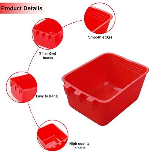 20 Pcs Chicken Coop Feeder Water Cup,16 oz Cage Cups Chicken Feeder Waterer, Cage Cups Birds Hanging Feeders, Chicken Feeder Water Bowl for Parakeet Poultry Pigeon Bunny Wire Cage (Red) - color: Red, size: 16oz