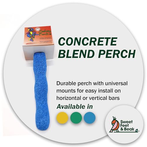 Sweet Feet and Beak Comfort Grip Safety Bird Perch, X-Large Pedicure Perch | Made from Bird-Safe Concrete Blend, Promotes Feet, Nails and Muscle Stimulation, 13.5" Perch, Available in 5 Sizes, Blue - color: Blue, size: X-Large 13.5"