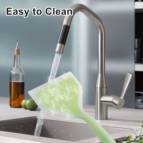 Hitefu 2 Pcs Silicone Spatula Turner, Green | Wide Pancake Flipper, Tamagoyaki Shovel, BPA Free, Non-Stick Egg Flipper - color: Green