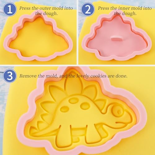 8Pcs Dinosaur Cookie Cutters Dino Egg Footprint Biscuit Molds for Kids | T-Rex & Stegosaurus Baking Supplies for Kids Dinosaur Theme Birthday Party, Ideal for Homemade Cookies - color: Dinosaur C