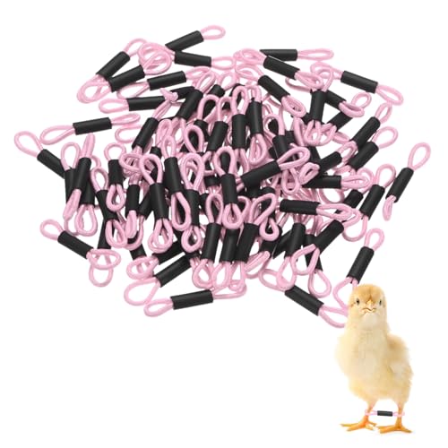 M METERXITY 100-Pack Adjustable Chick Leg Bands, 1.38" x 0.2" Polyester Chicken Leg Brace for Chicks/Ducks/Birds [Light Pink] Poultry Leg Bands - color: Light Pink