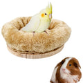 Bird Nest,1Pc Detachable Plush Parrot Hammock Bed,Winter Warm Bird House Snuggle Hut Birds Sleeping Bed Wood Perch for Budgies Cockatiel Conure Parakeet Hamster (Brown, Small) - color: Brown, size: Small