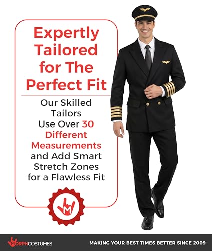 Morph Pilot Costume Men, Mens Pilot Costume, Airplane Outfit, Flight Suit Mens, Plane Costumes, Halloween Costumes for Men - size: X-Large