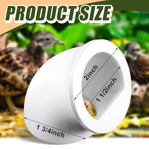 Teenyyou 20 Pack Quail Feeders No Waste Chicken Feeder Port DIY Chick Feed Saver Quail Supplies for Coturnix Small Poultry Farm Bucket Bin Container (1.5 Inch,White) - color: White, size: 1.5 Inch