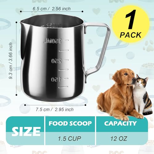 1.5 Cup Dog Food Scoop Stainless Steel Dog Food Measuring Cups Pet Food Scoop with Precision Scale for Dogs Cats - size: 1.5 CUP