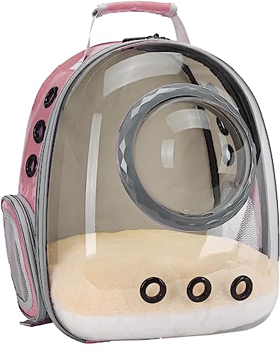 Pet Carrier Backpack for Kitten, Small Puppy and Bunny, Backpack for Kitten, Space Capsule Bubble Cat Backpack Carrier, Airline Approved Waterproof Green Pet Backpack for Small Dog (Pink) - color: Pink