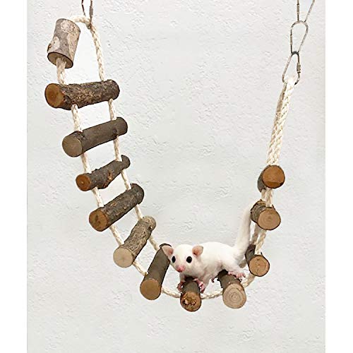 Sisal Rope Ladder - Natural Interactive Climbing Cage Accessory - for Sugar Gliders, Squirrels, Degus, Marmosets, Monkeys, Rats, Parrots, Birds, Hamsters, Gerbils & Other Small Pets