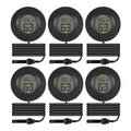 6 Pack Mini Hygrometer Thermometer Meter Digital LCD Monitor Indoor Room Round Humidity Temperature Gauge with Probe for Humidors Home Greenhouse Babyroom Reptile Incubator Monitor