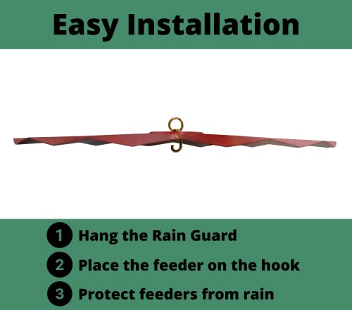 Metal Rain/Weather Guard - Perfect for Outdoor Bird Feeders, Seed Cylinders, Hummingbird Feeders, Cylinder Feeders and More Against Water, Sun, and Overhead Messes Rust Proof, - color: Red, size: 22.5 Inches