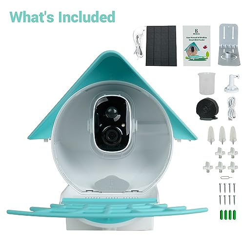 Smart Bird Feeder Camera with Solar Panel - AI Identifies Bird Species, Auto Captures Videos & App Notifications, Includes 32GB SD Card - color: Light Blue, size: Basic