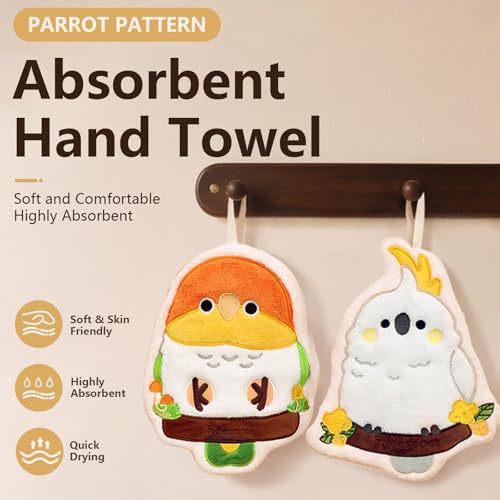 3 Pack Parrot Hand Towels Set for Bathroom Kids Teens Parrot Lovers Cute Pattern Kitchen Towels Drying Your Hands Pads-Parrot Hand Wiping Towels Decorative Hand Small Towel (Grey Parrot) - color: Grey Parrot