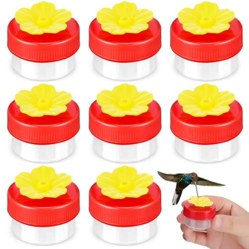 8 Pcs Hummingbird Feeder Handheld Window Flower Mini Hand Held Hummingbird Ring Feeders Wild Bird for Outdoors Backyard Birdwatcher Gifts Supplies(Clear Bottom) - color: Clear Bottom