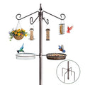 Bird Feeding Station Kit, 81-Inch, 4-Hook Metal Bird Feeder Pole | Bird Bath Bowl, Mesh Seed Tray, Freestanding 5-Prong Base, Removable Parts, Easy Assembly, for Patio, Lawn and Garden - size: 81 Inches without Squirrel Baffle
